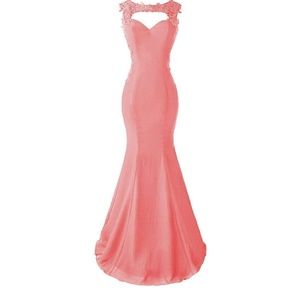 Pink mermaid floor length gown